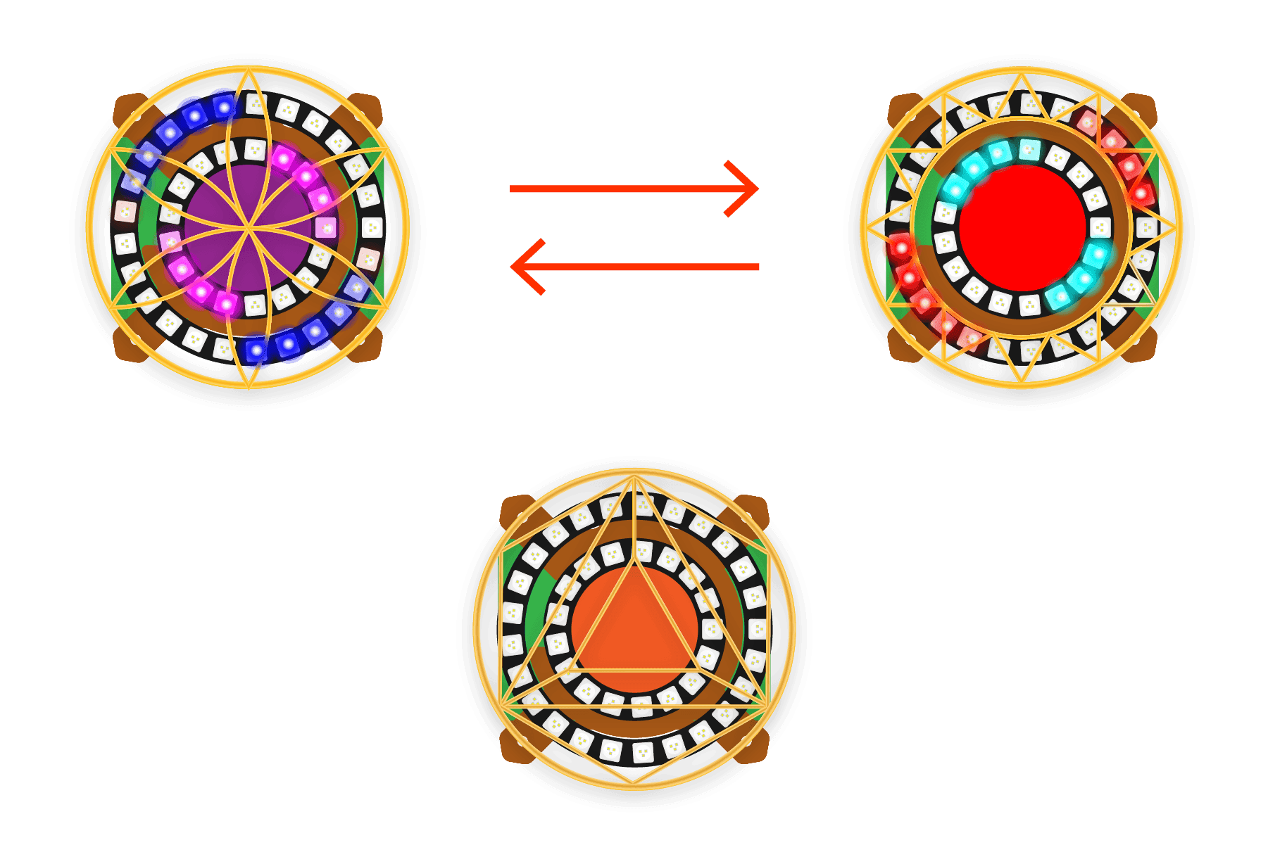 An illustration showing the LED necklaces communicating.