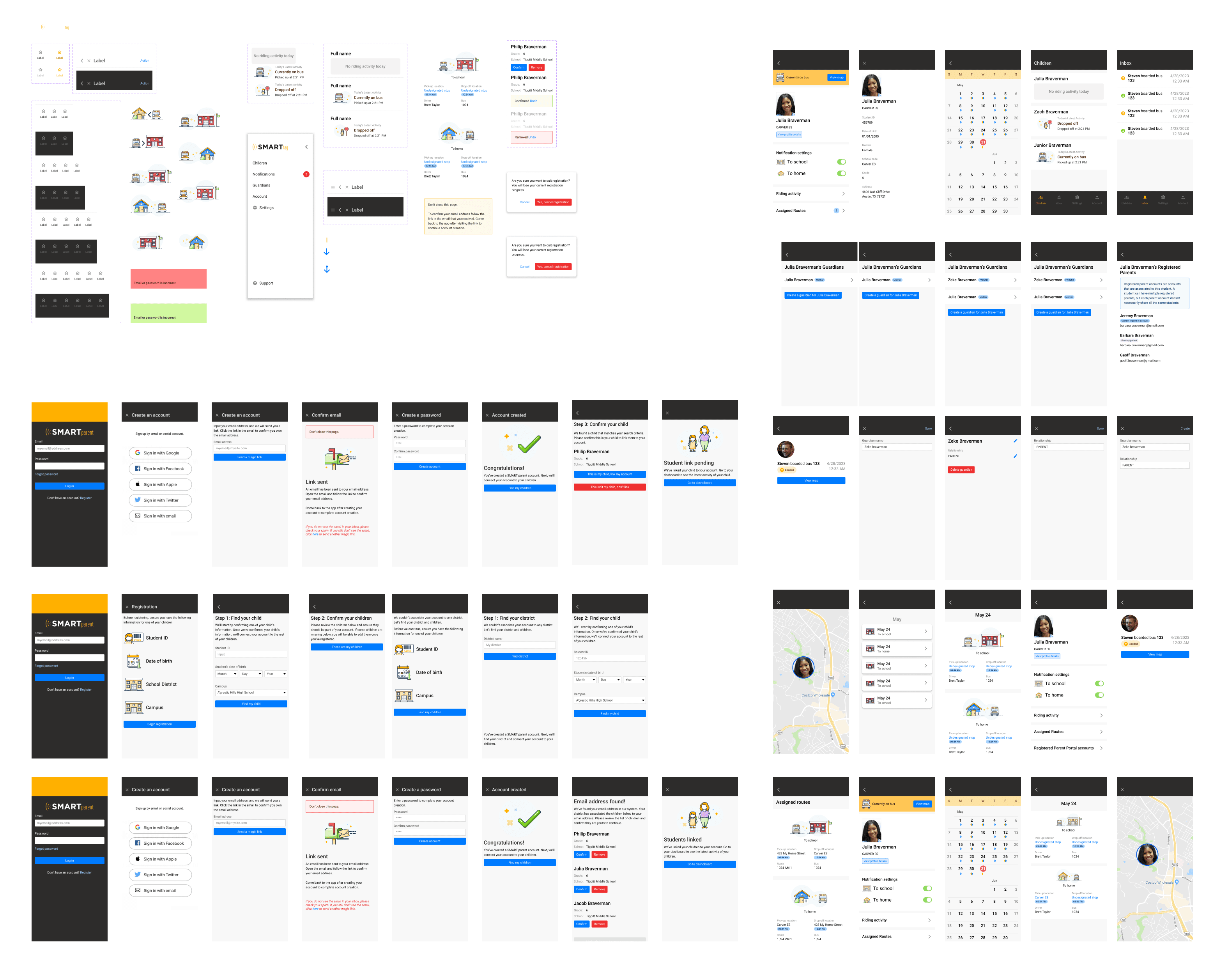 Figma prototype for the SMART tag Parent App