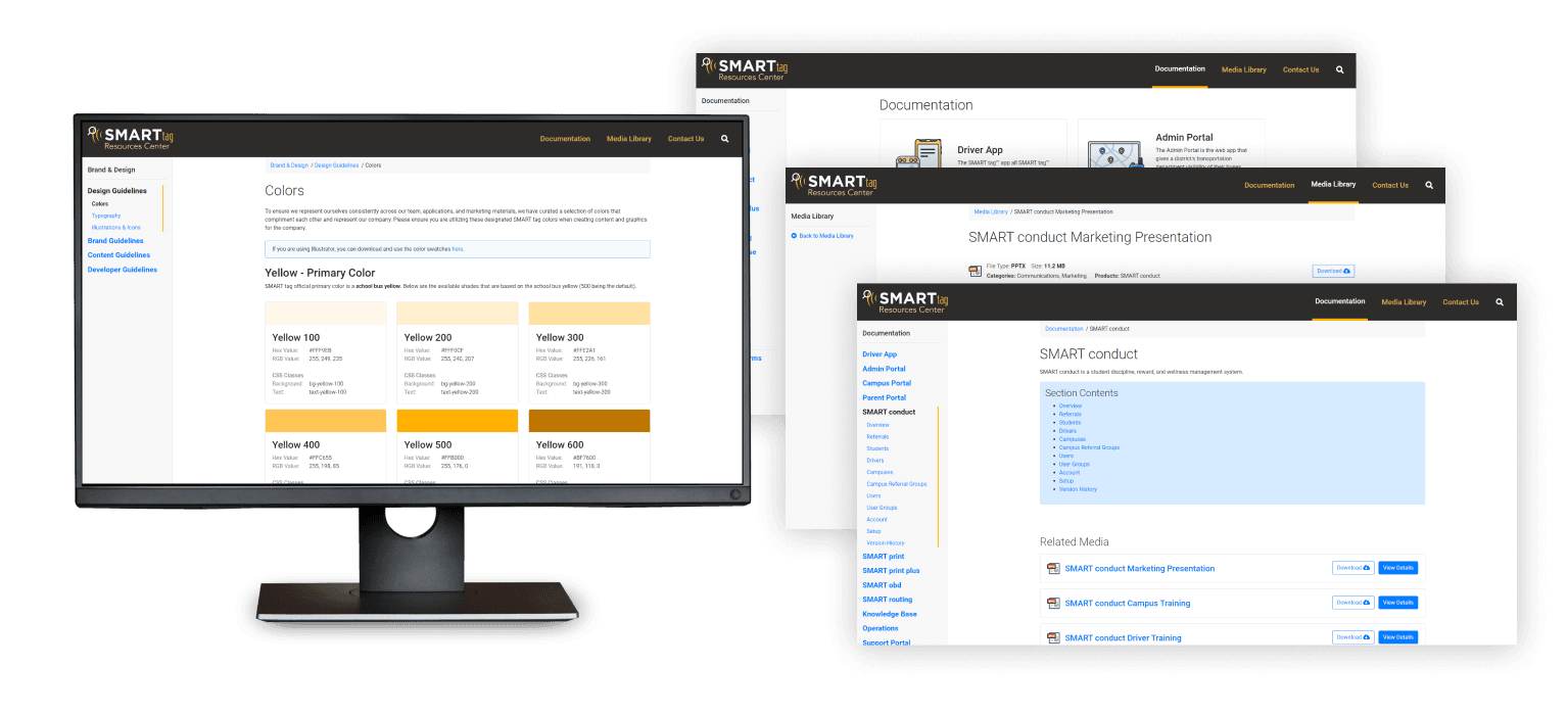 Screenshots of the SMART tag Resource Center